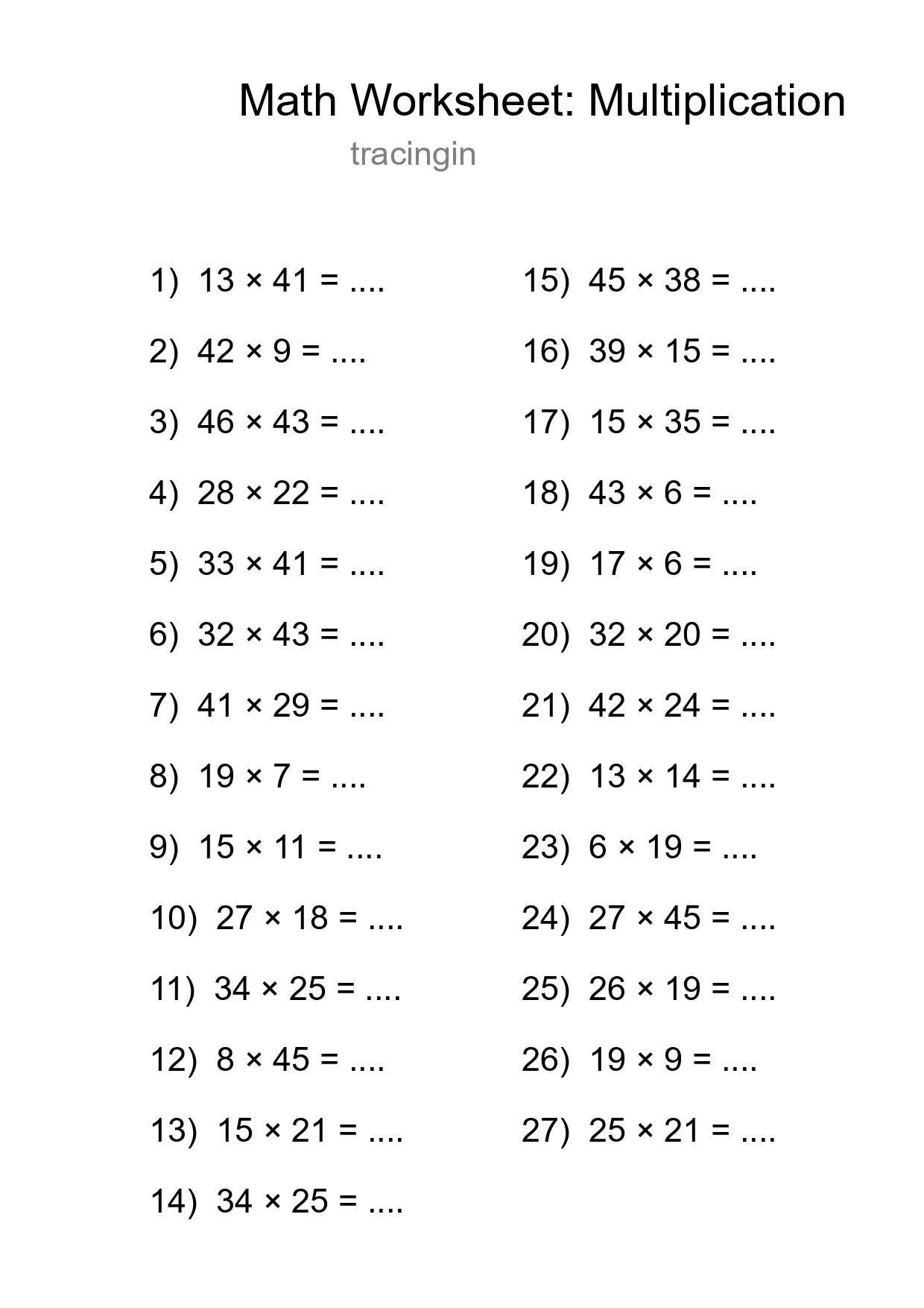 Free 27 Multiplication Math Worksheet For Grade 2 - Part 51