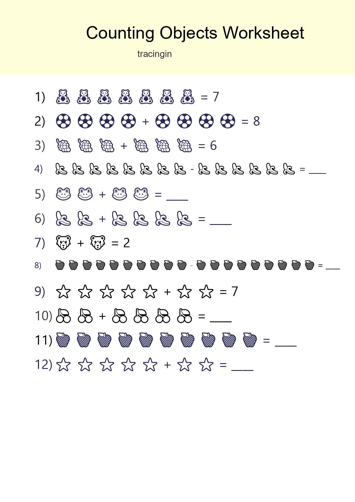 Free Counting Objects Worksheet For Kindergarten - Part 14