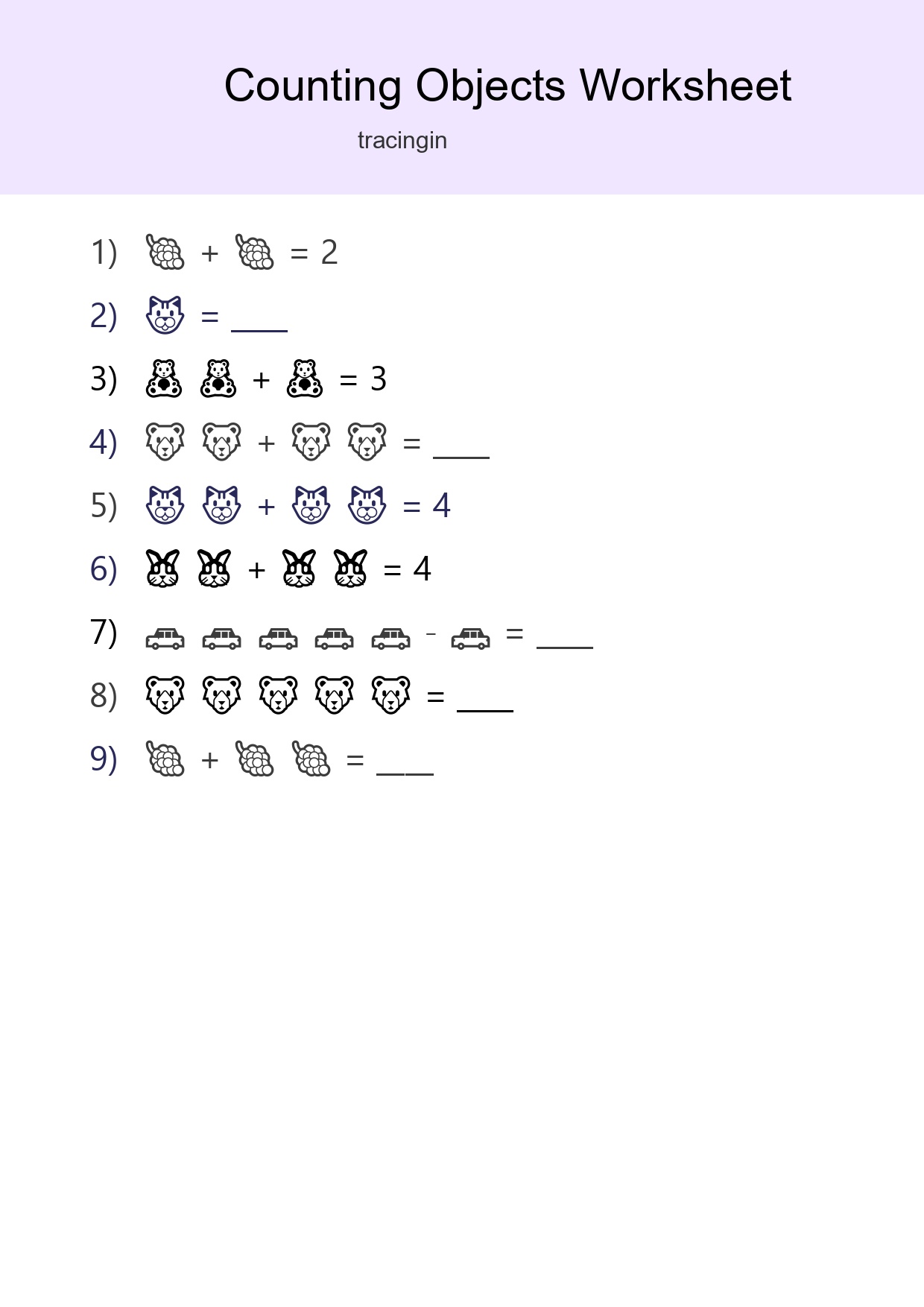 Free Counting Objects Worksheet For Pre-K Printable - Part 25